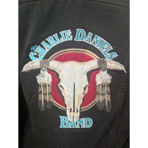 Lee Vintage Black Denim Jacket w/ Charlie Daniels Band Embroidery